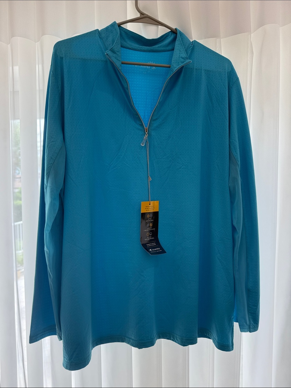 SmartPak SunShield Aqua Blue Lightweight Sun Shirt - Picture 3 of 6